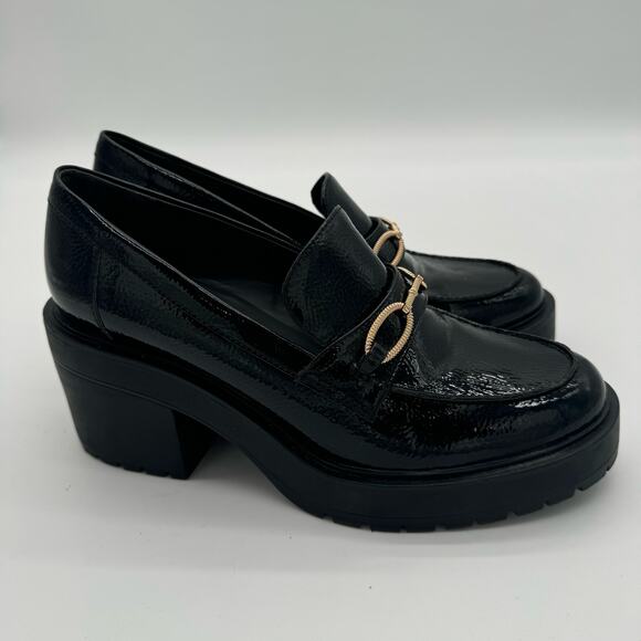 Franco Sarto Black Desma Platform Preppy Academia Loafers 10 - Picture 1 of 5